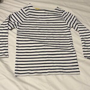 Mini Boden Navy and White Striped Long Sleeve Tee